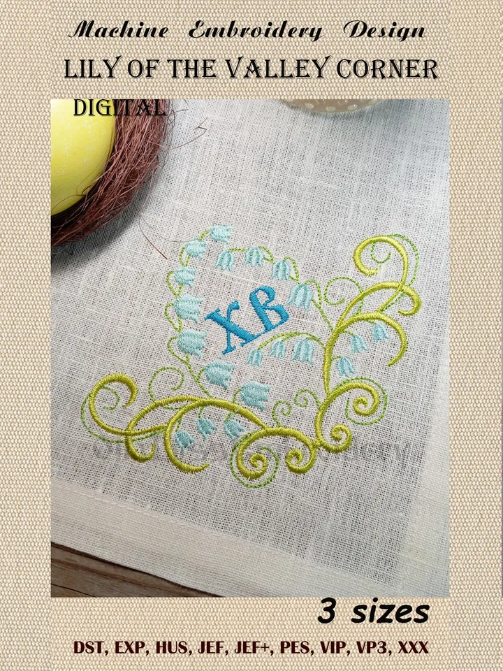 Lily of the Valley Corner embroidery design