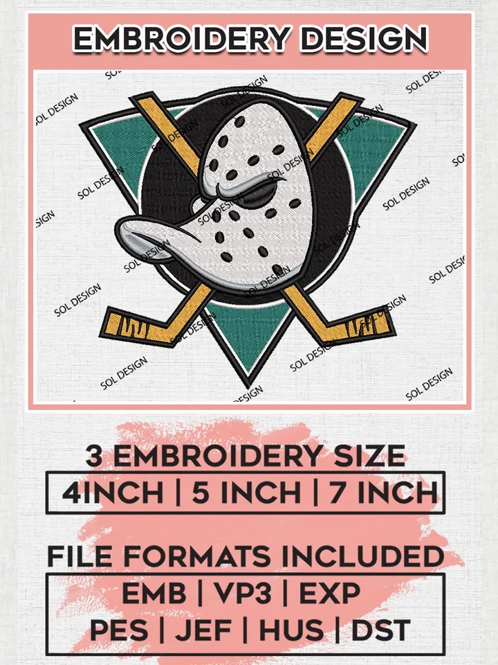 NHL Anaheim Ducks Logo Embroidery Files, NHL Anaheim Ducks Machine Embroidery Designs, NHL Embroidery Designs, NHL Machine Embroidery Designs, Digital Download