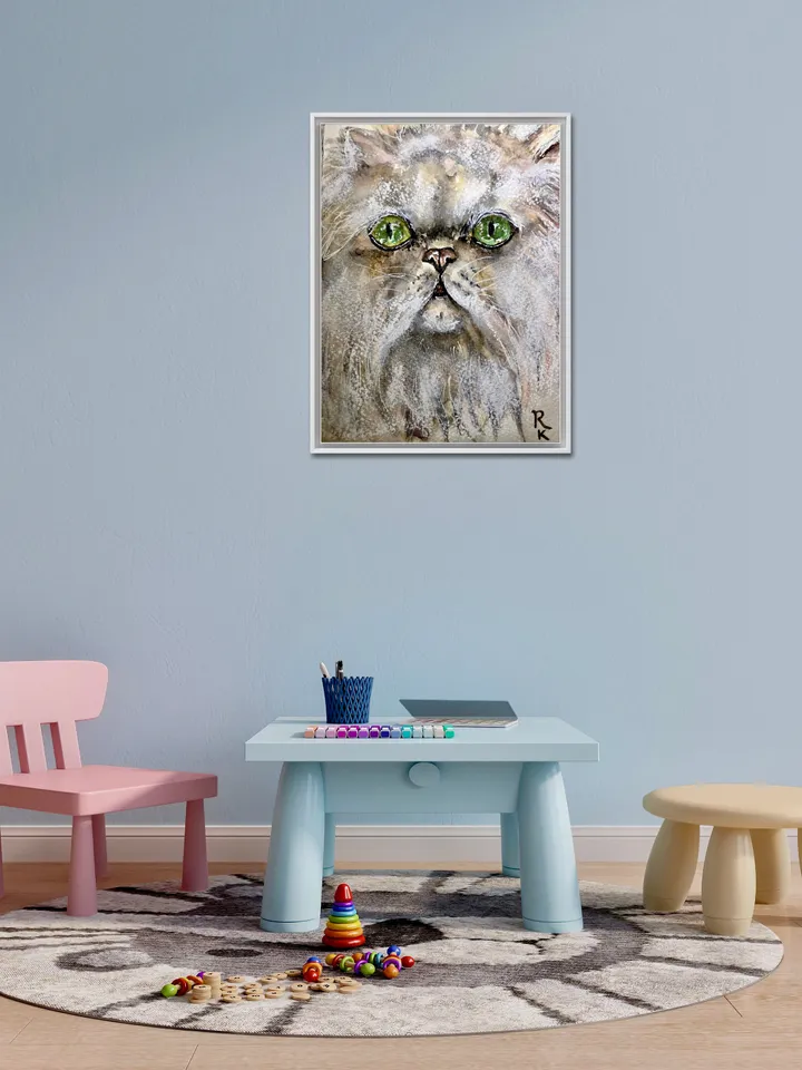 White persian cat original watercolor painting,cat lovers gift,animals watercolor painting.fluffy cat wall art,white cat art,special gift.