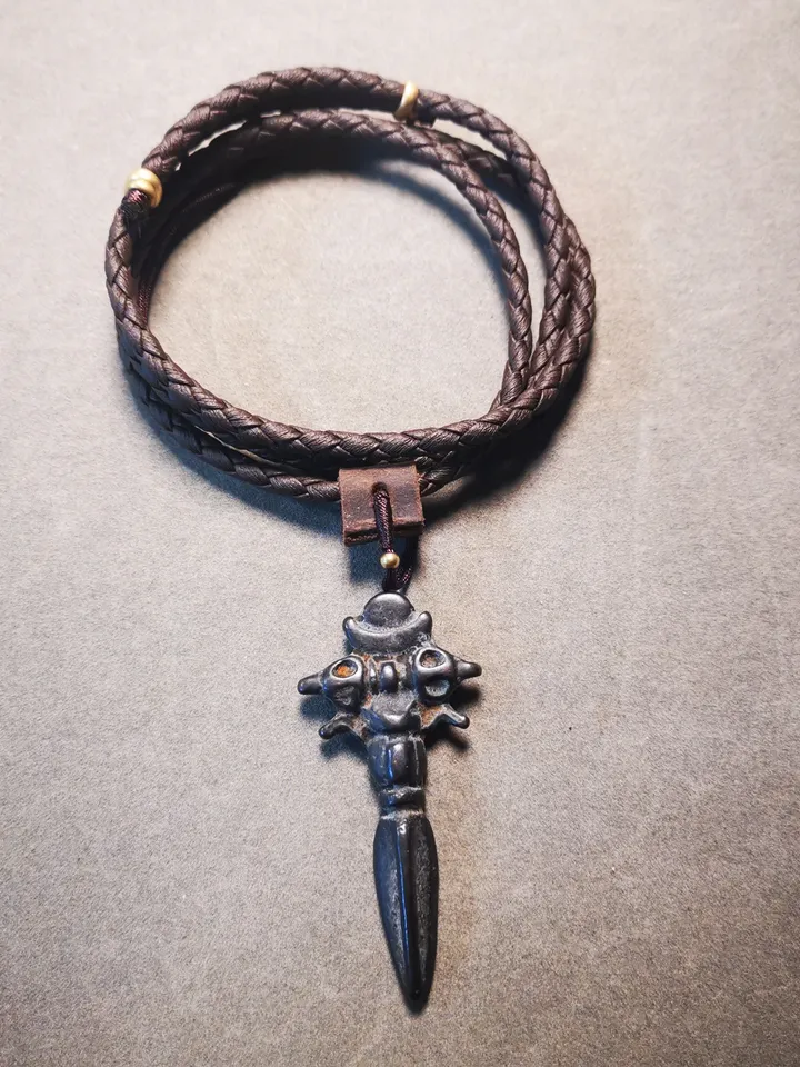 Gandhanra Antique Cross Vajra Phurba Amulet,Kila,Kilaka Pendant,Made of Thokcha,70 Years Old