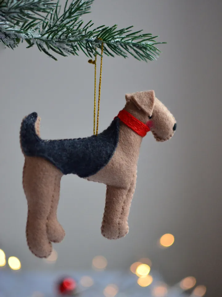 Airedale terrier Ornament ,Felt Dog ,Custom pet, stuffed animals for crib mobile