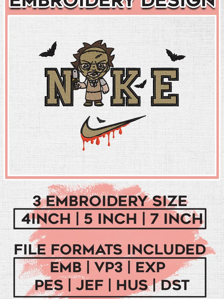 Ni.kee Leatherface Embroidery designs, Horror Character Machine embroidery designs, Halloween embroidery files, Machine Embroidery Digitized Pes Files, Digital Download