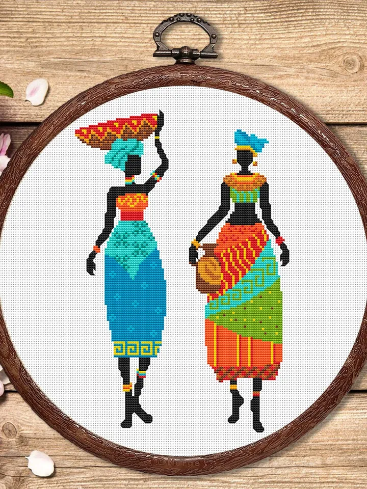 African Woman Cross Stitch Pattern, African Cross Stitch Pattern, Folklore Cross Stitch Pattern, African Motifs Patterns #oth002
