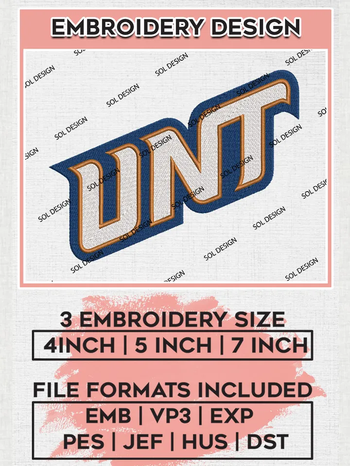 NCAA UNT Mean Green Team Logo Embroidery Design Files, NCAA North Texas Mean Green Team Embroidery, NCAA Game Day, Machine embroidery designs, Digital Download
