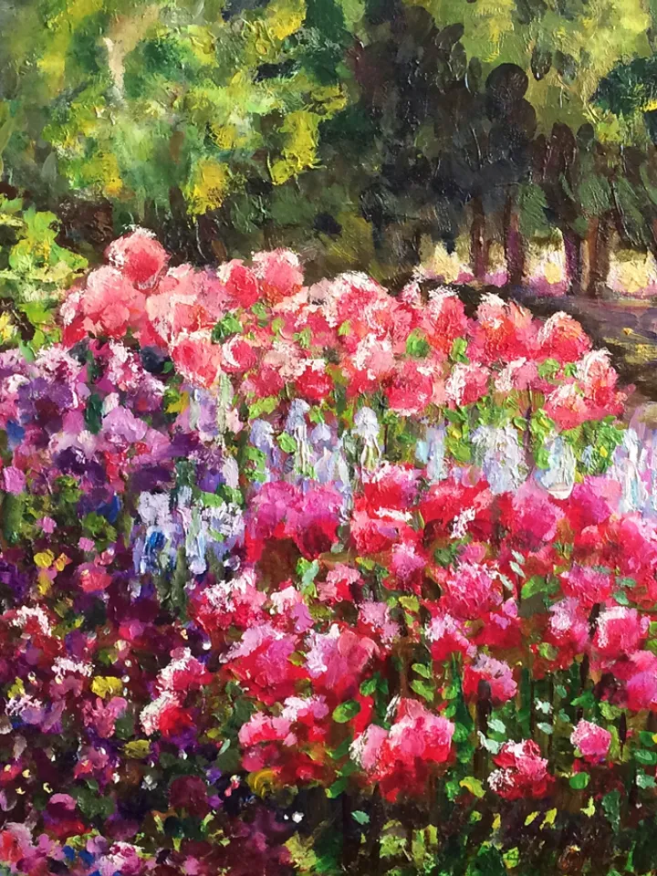 Floral Garden Painting Original Landscape Oil Painting on Canvas