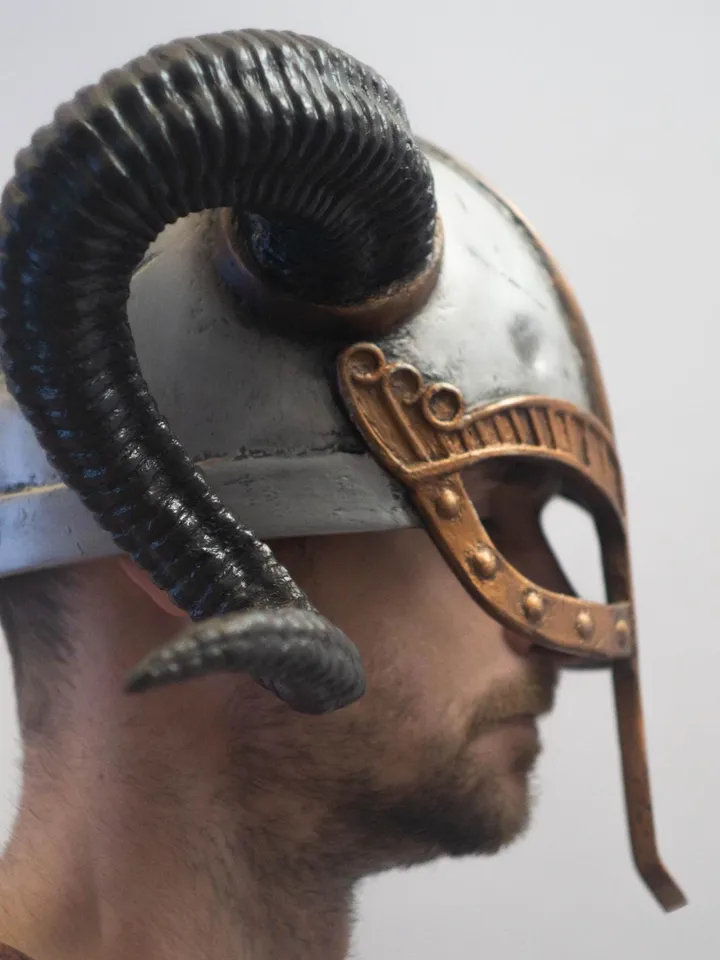 Viking Helmet, Helmet with Ram Horns, Scandinavian Armor, Cosplay Armor, Celtic Helmet, Viking Armor, Larp Armor, Battle-Worn Helmet