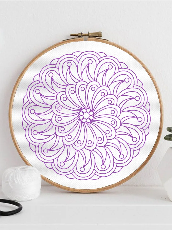 Floral mandala blackwork pattern PDF download Backstitch chart Mandala ornament, Blackwork mandala embroidery PDF, Mandala cross stitch #W40