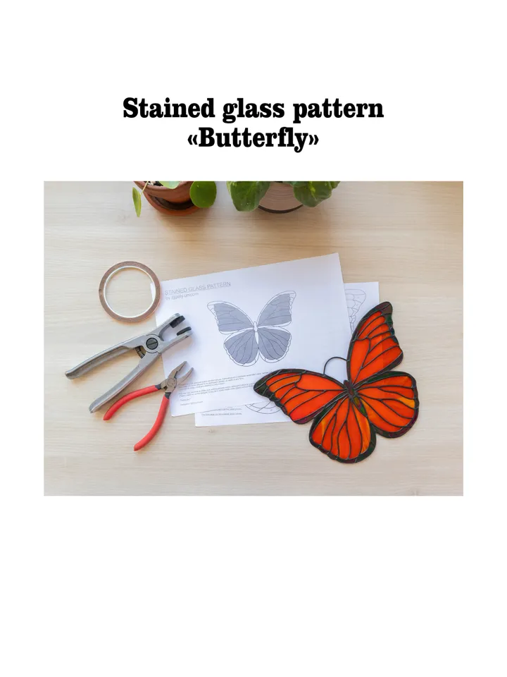 Digital stained glass butterfly pattern