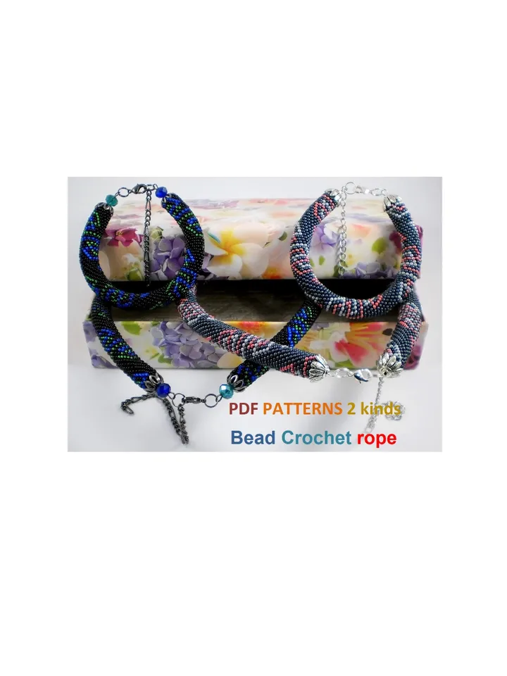 Bead crochet rope pattern for beading«Zig-Zag»necklace and bracelet,DIY,bead crocheting,Instant Download,PDF pattern