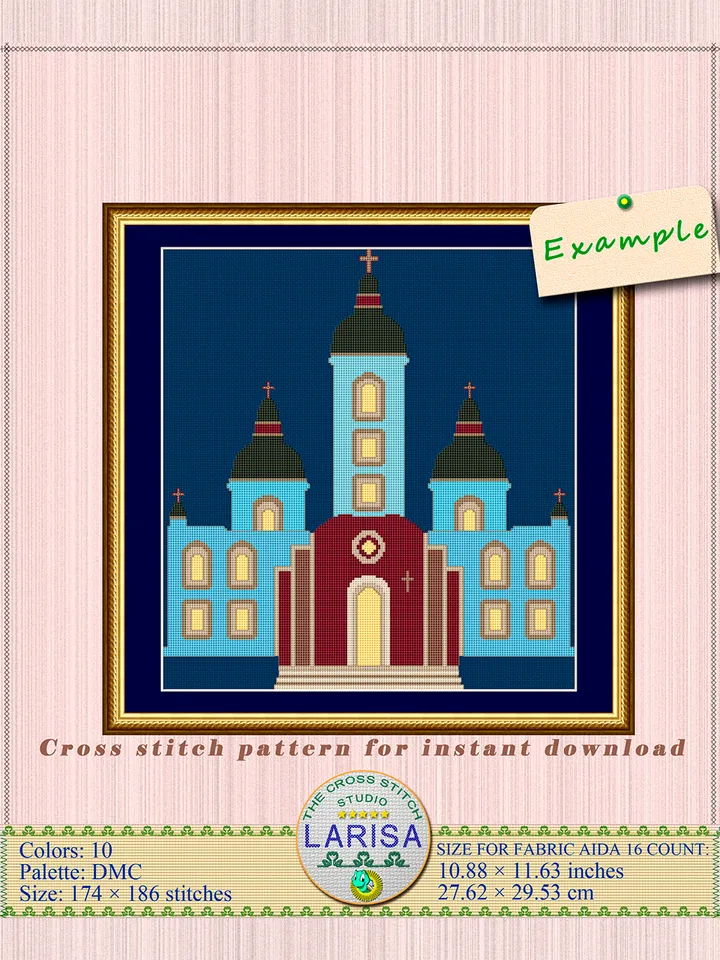 Catholic Cathedral Cross Stitch Pattern | Catholic Church