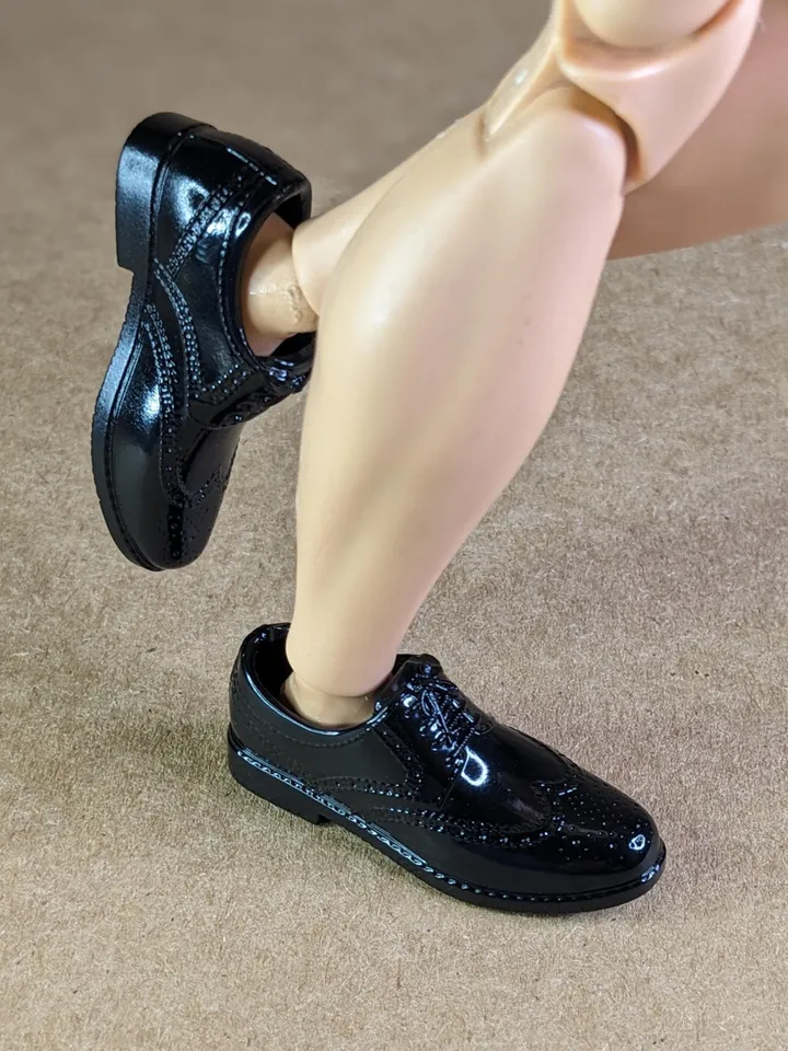Oxford black lace-up shoes for 12-13 inch male dolls