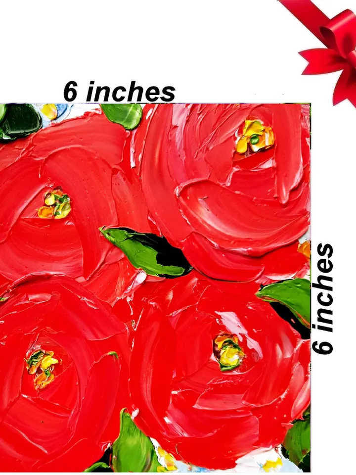 Peony Painting Red Flowers Original Art Red Floral Wall Art Small Impasto Oil Painting Christmas Gifts by ArtProkopaloSv