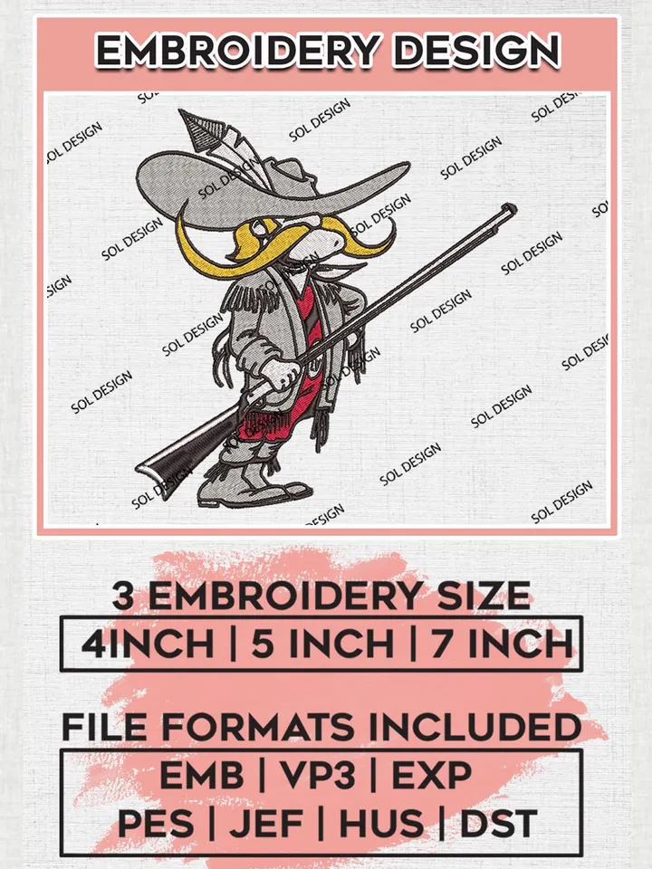 UNLV Rebels Mascot Logo Embroidery Files, NCAA UNLV Rebels Team Embroidery, NCAA Teams, 3 sizes, Machine embroidery designs, Digital Download