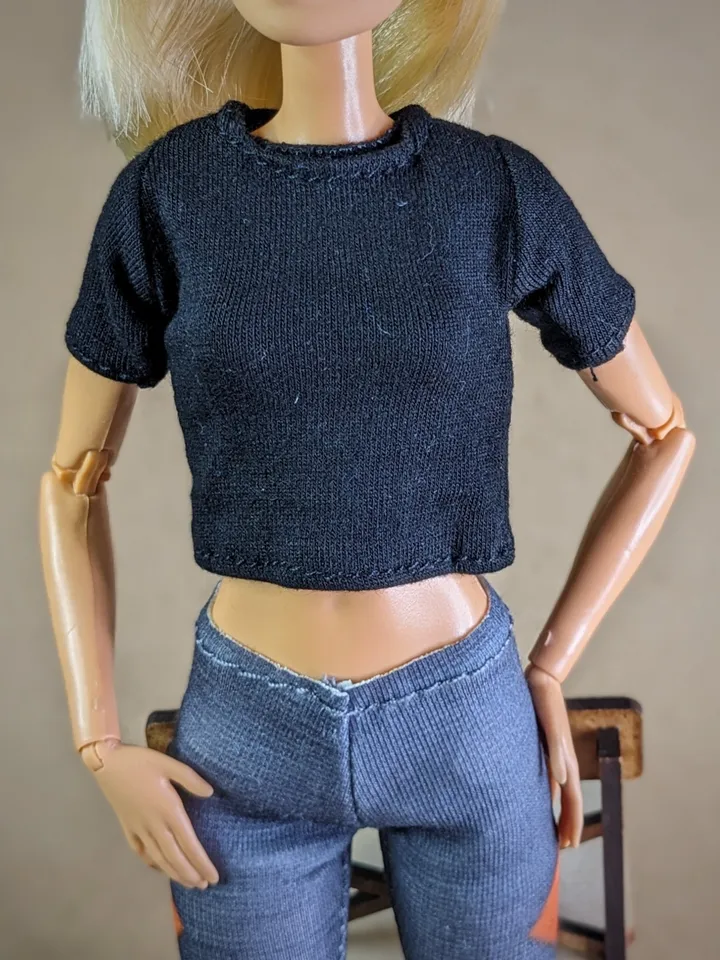 Black T-shirt & Gray leggins for 1/6 scale fashion female dolls