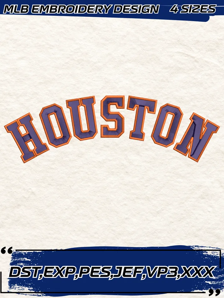 Houston Astros Jersey Logo Embroidery Design,MLB Embroidery Design,Machine Embroidery Design File,4 Sizes, Digital Download