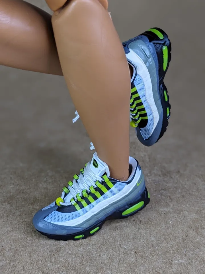 Premium white & gray sneakers for 12 inch male dolls