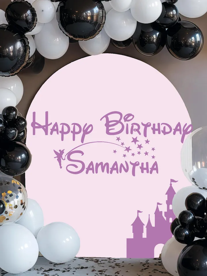 Happy Birthday Party Backdrop Mickey Mouse Wall Decal Personalized Sign Name Sticker Decoration Ar3