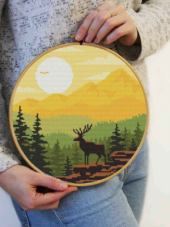 Nature cross stitch pattern download PDF Mountain landscape cross stitch National park digital PDF Forest xstitch chart DIY Home decor #L9