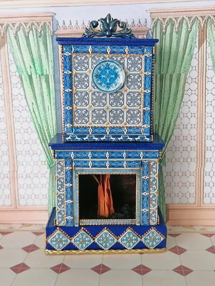 Fireplace for dollhouse handmade.1:12 scale.
