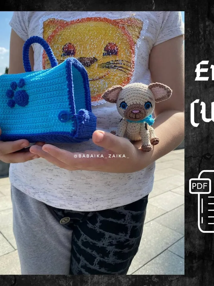 PDF Crochet cat in a carrier bag pattern, Amigurumi cat pattern, crochet kitty, Cute cat, Animal pattern, Amigurumi animal, Crochet animal