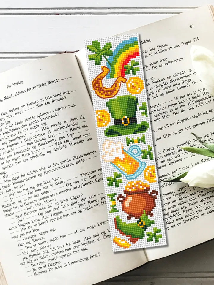 St Patrick bookmark cross stitch pattern PDF download Irish cross stitch sampler, Funny Bookmark pattern digital PDF, Patrick day gift #B256