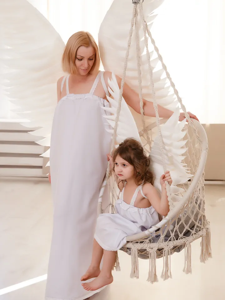 Angel wings costume 2pcs set mother - baby White Angel baby shower, photo shoot with cosplay wings