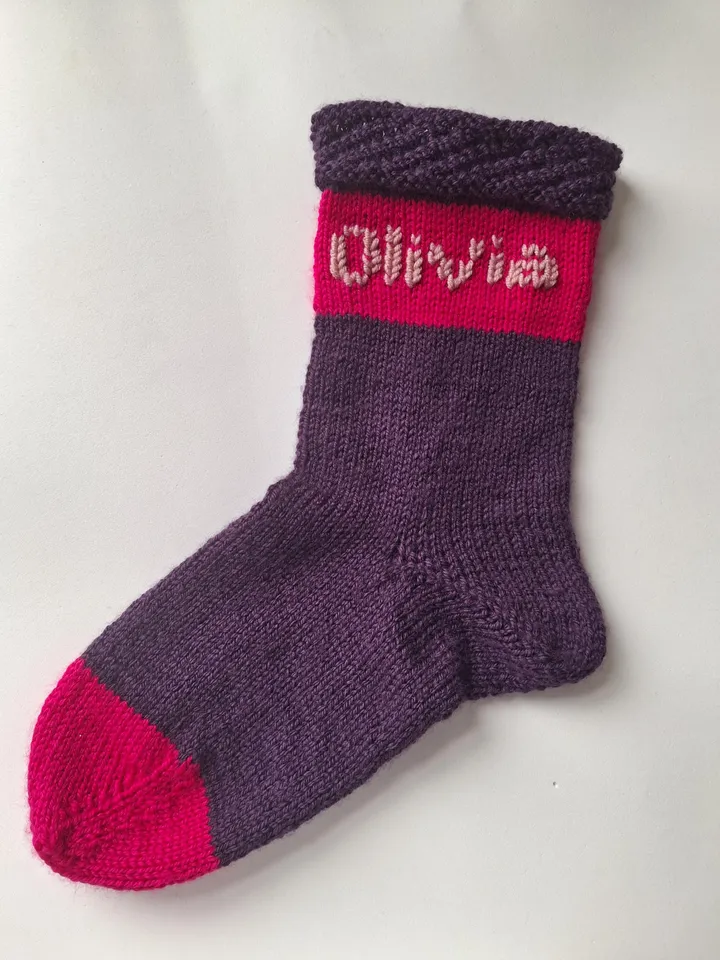 Personalized Hand-Knitted Socks ā Custom Name Embroidery, Warm and Cozy, Purple Wool Socks, Winter Socks , Knit Wool Socks