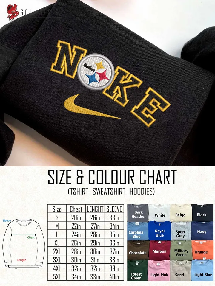 Ni.kee Pittsburgh Steelers Team Embroidered Sweatshirt, NFL Steelers Embroidered T Shirt, NFL Team Embroidered Sweater, NFL Pittsburgh Steelers Shirt, Football Embroidered Hoodie