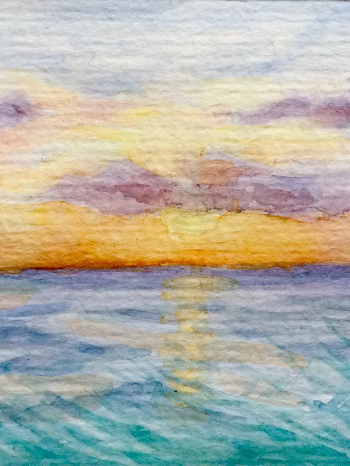 "ACEO Sea"  watercolor painting original wall art landscape seascape picture sea water wave artwork