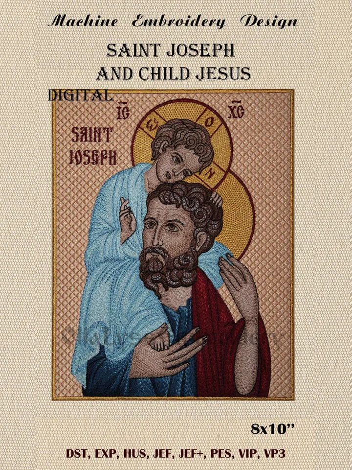 Saint Joseph and Child Jesus embroidery design