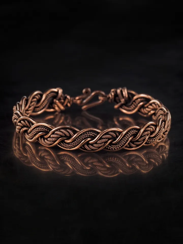 Woven copper wire bracelet Antique style handcrafted copper jewelry Unique gift