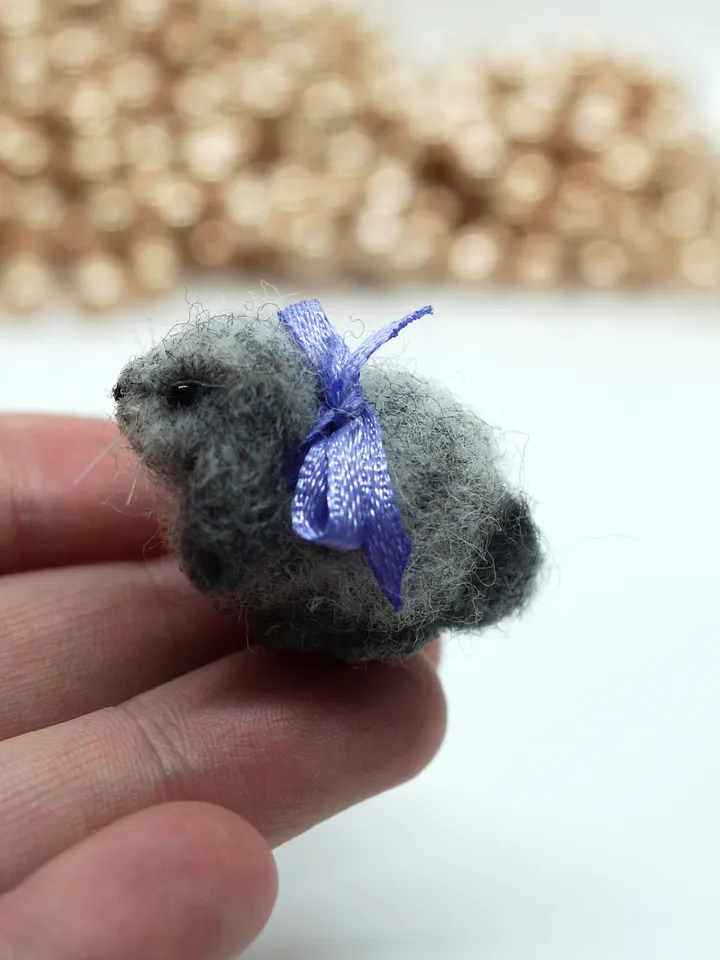Carrot the rabbit, miniature needle felted animal, gift for her, tiny rabbit, made to order