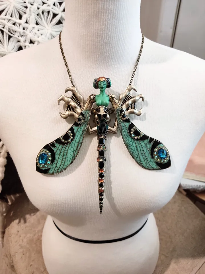 Necklace "Running dragonfly" based on Rene Lalique