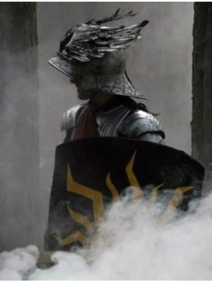 Medieval helmet - sallet - with a bird spread its wings on his forehead - Falcon