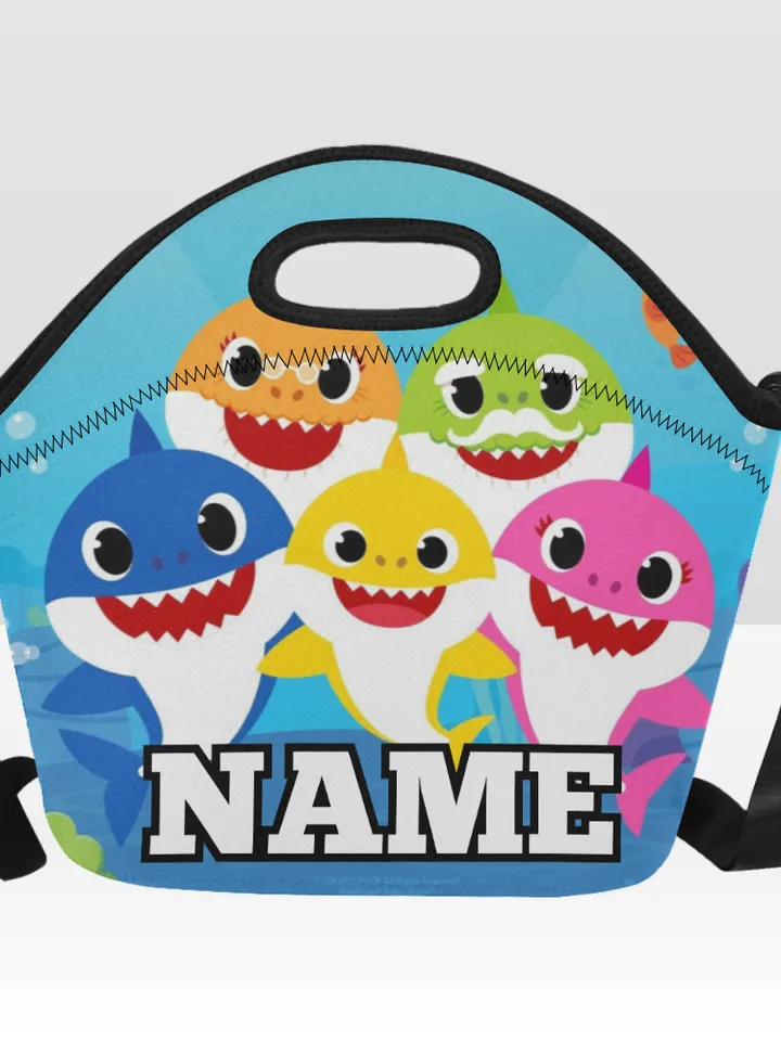 Custom NAME Baby Shark Neoprene Lunch Bag, Lunch Box