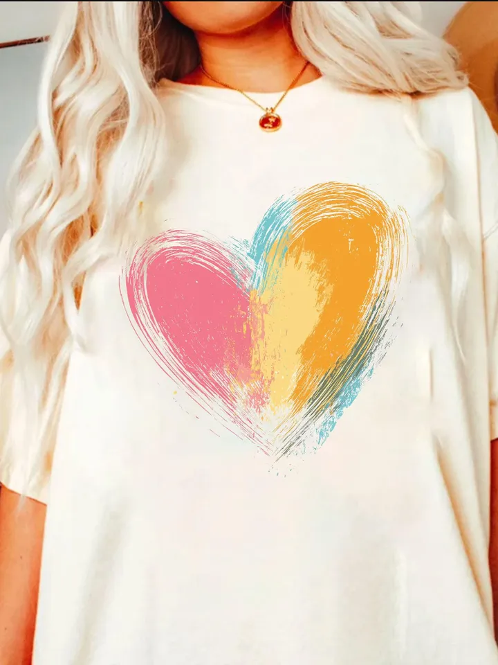 Valentines Day Heart Png, Brushstroke Valentines Png, Retro Valentine Png, Pink, Love Png, Girls Valentine Png, Valentine Shirt Watercolor
