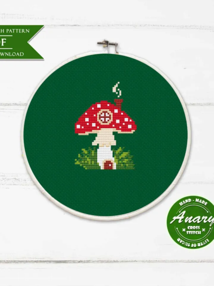 Mushroom Home Cross Stitch Sampler Amanita House Xstitch Chart Nature cross stitch Modern crossstitch pattern Pattern Instant Download PDF