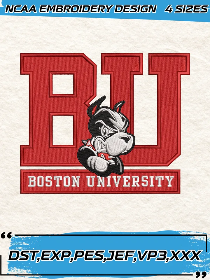 Boston University Logos Embroidery Designs,NCAA Logo Embroidery Design,Machine Embroidery Design File,4 Sizes, Digital Download