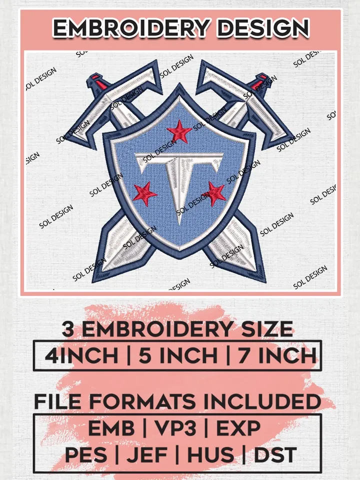 NFL Tennessee Titans Embroidery Designs, NFL Titans, NFL Embroidery Designs, NFL Tennessee Titans Machine Embroidery Design, Digital Download