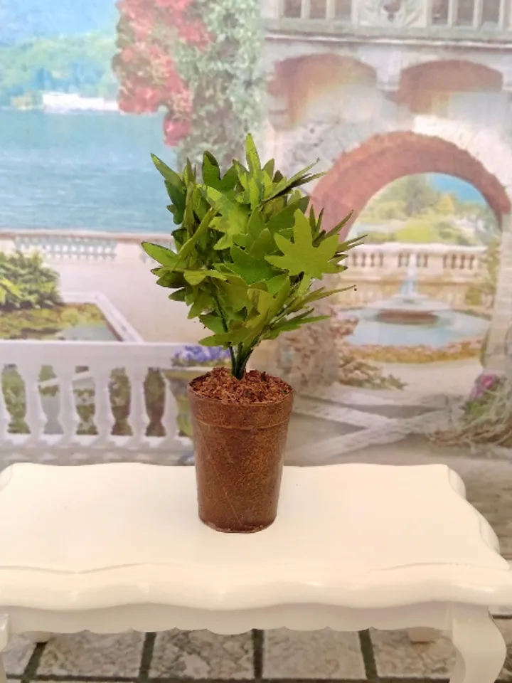 Bush of a plant in a pot for a dollhouse.1:12 scale.