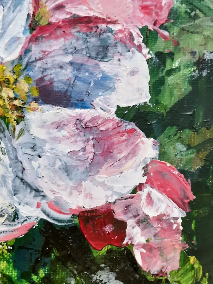 Blooming tree Original acrylic painting Apple flower Small painting Floral art