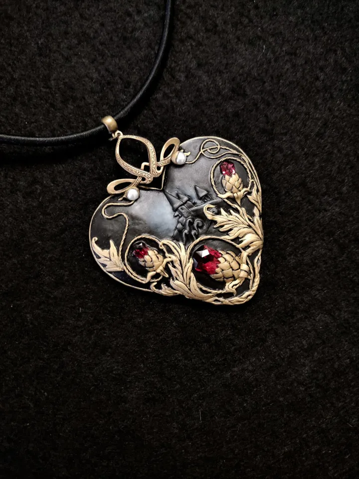 Necklace with Thistle, Rococo necklace, renaissance jewejry, Thistle Scotland