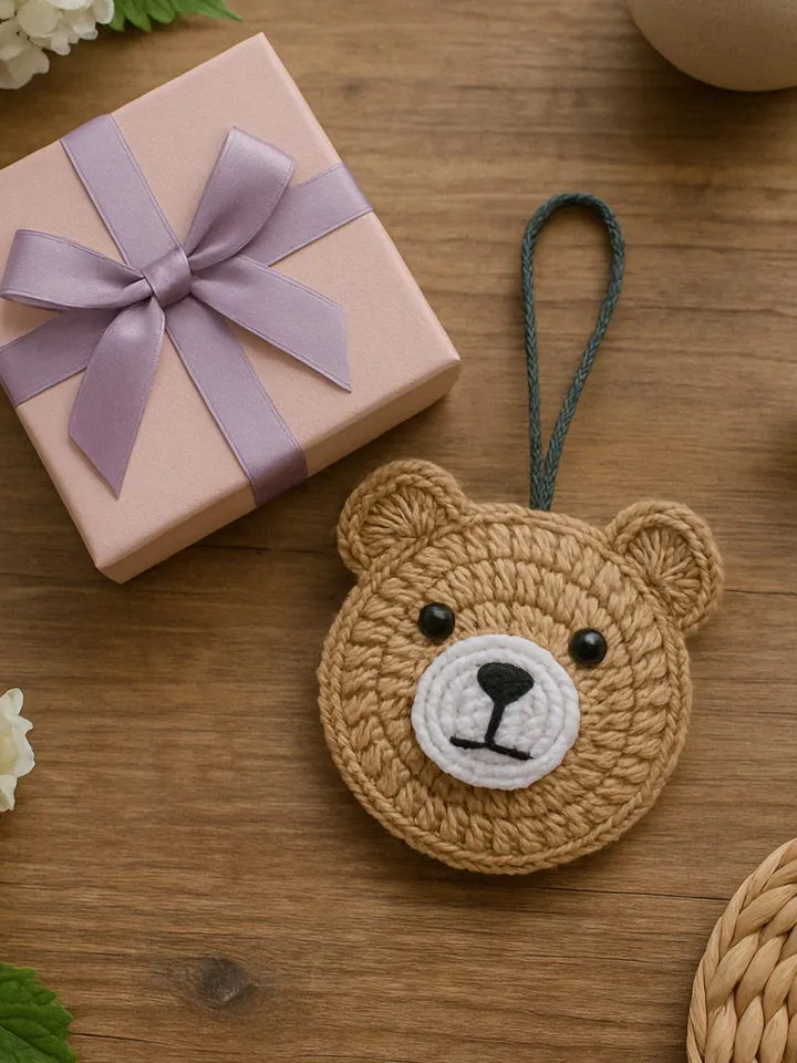 Easy Crochet Teddy Bear Applique Pattern | Cute Moon Bear Pattern for Baby Blankets and Keychains