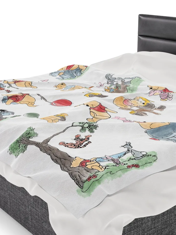 Winnie the Pooh Cozy Plush Blanket; Winnie the Pooh Baby Blanket; Hundred Acre Wood Blanket Gift for baby;