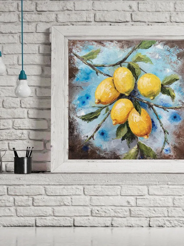 Lemons Original Painting Fruits Oil Painting Kitchen Still life Food Painting