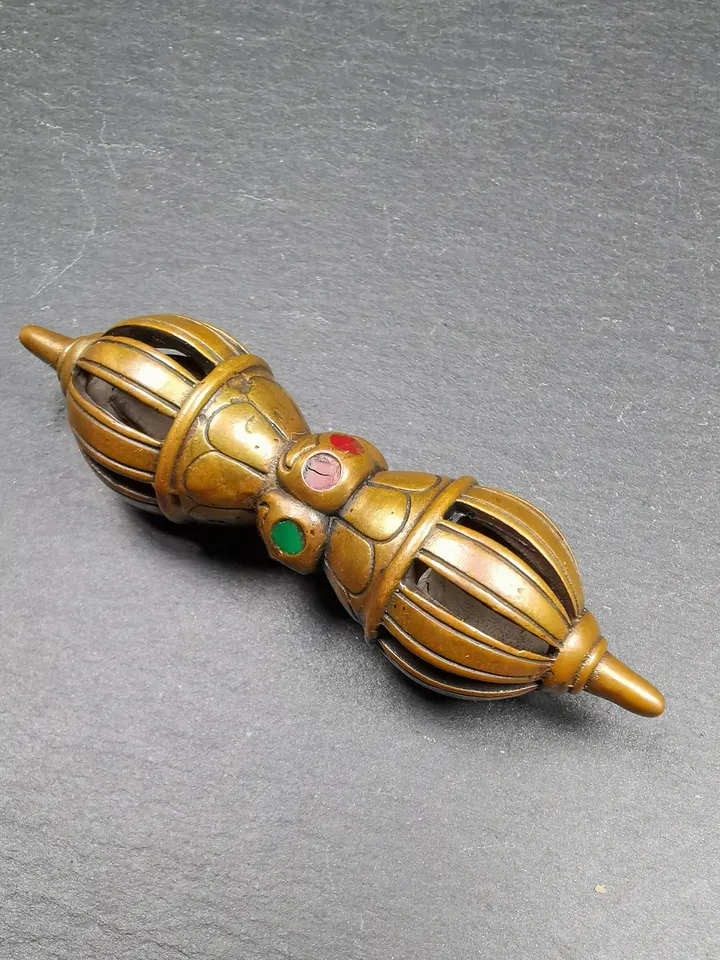 Gandhanra Handmade Vintage Nine-pronged Vajra Dorje ,Tibetan Tantric Buddhism (Vajrayana) Ritual Implement,3.0"