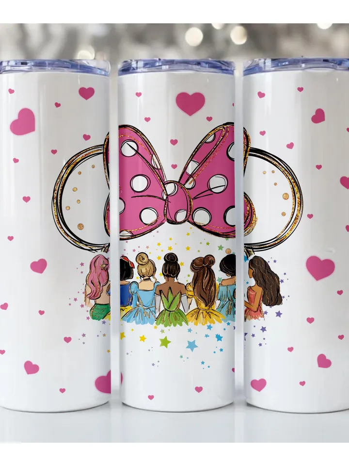 All princess Watercolor Princess PNG, Princess Skinny Tumbler Sublimation Designs, Princess Tumbler Wrap, 20 oz Wrap Tumbler Design