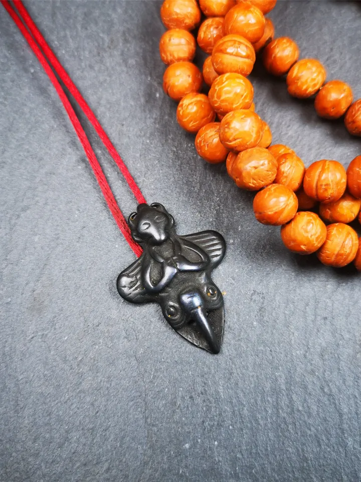 Gandhanra Handmade Tibetan Buddhist Amulet Garuda,Garula,Suparna,Golden-winged Bird Pendant,Made of Thokcha,1.26&quot;