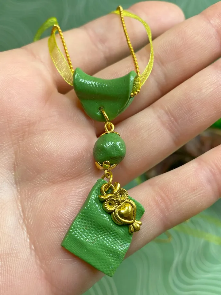 Handmade pendant on a chain. Handmade jewelry.