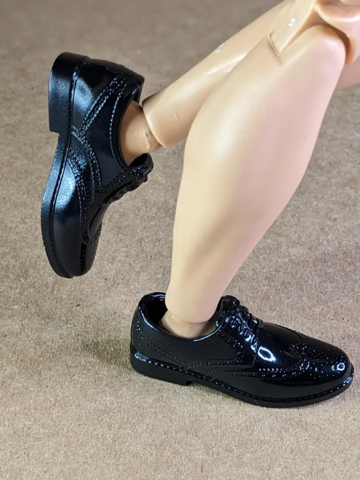 Oxford black lace-up shoes for 12-13 inch male dolls